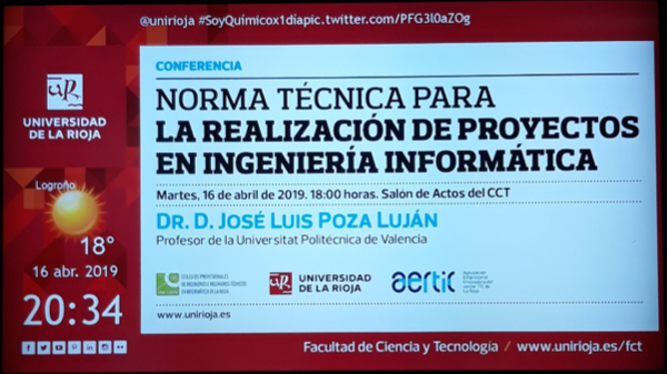 Seminario sobre Norma Técnica de Documentación de Proyectos de Ingeniería Informática en la Universidad de La Rioja