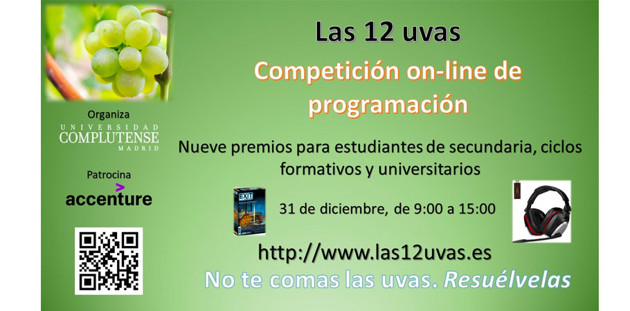 «Las 12 uvas», concurso de programación online organizado por la Facultad de Informática de la Universidad Complutense de Madrid