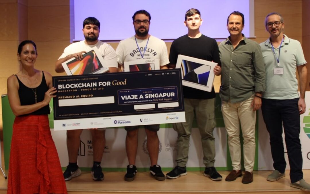 Estudiantes de la ETSI Informática de la Universidad de Málaga ganan el hackathon ‘Blockchain for Good’ y viajarán a Singapur